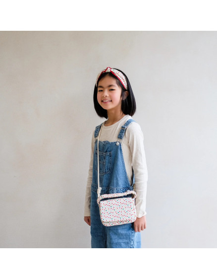 Heart Print Top Handle Bag Cream 4