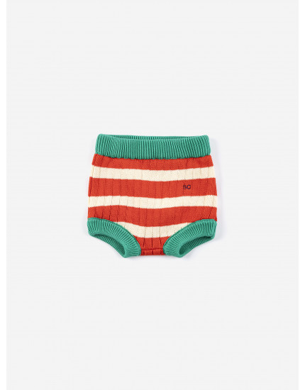 Striped Knitted Culotte Red 12M