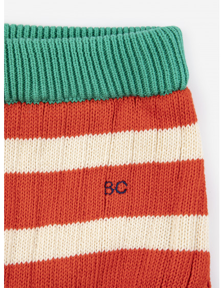 Striped Knitted Culotte Red 2