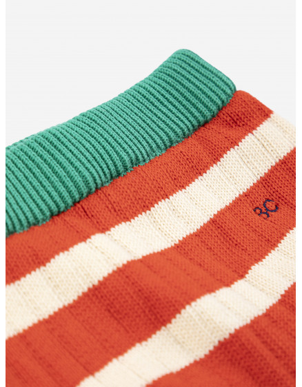 Striped Knitted Culotte Red 3