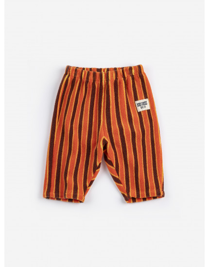 Striped Brick Terry Cloth Jogging Pants Orange 24M