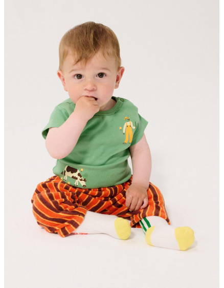 Striped Brick Terry Cloth Jogging Pants Orange 2