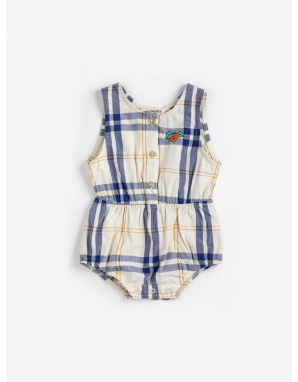 Fun Tartan Woven Romper White