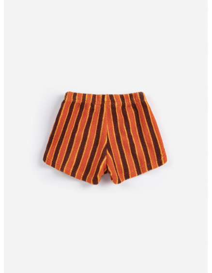 Striped Brick Terry Shorts Orange 2