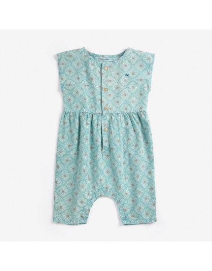 Daisy Mosaic All Over Woven Overall Blue 12M