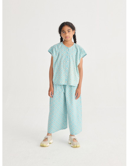 Daisy Mosaic All Over culotte Pants Blue 3