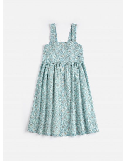 Daisy Mosaic All Over Woven Dress Blue