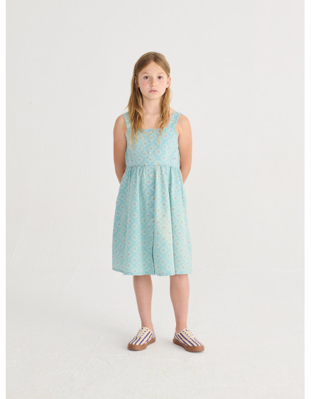Daisy Mosaic All Over Woven Dress Blue 3