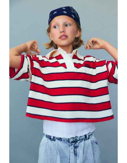 Acacia Teen Polo Tulip Red Midnight Stripes 4