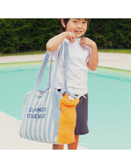 Small Summer Forever Tote Bag Blue Terry