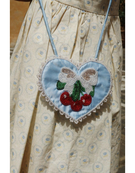 Beaded Heart Mini Purse Ashley Blue 3