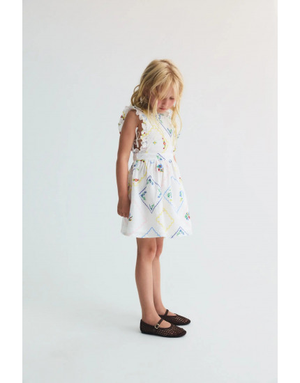 Jacinthe Dress Multicolor Embroidery Flower 10Y