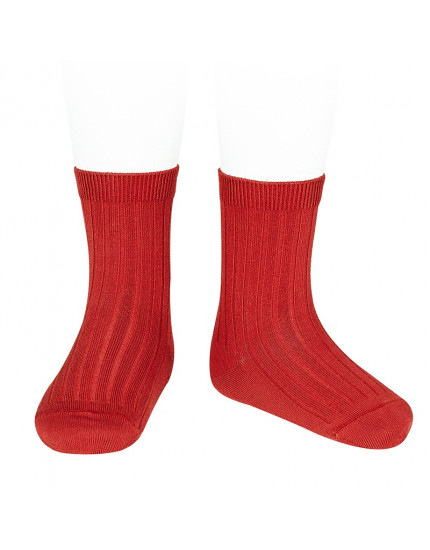 Basic Rib Short Socks Red 550