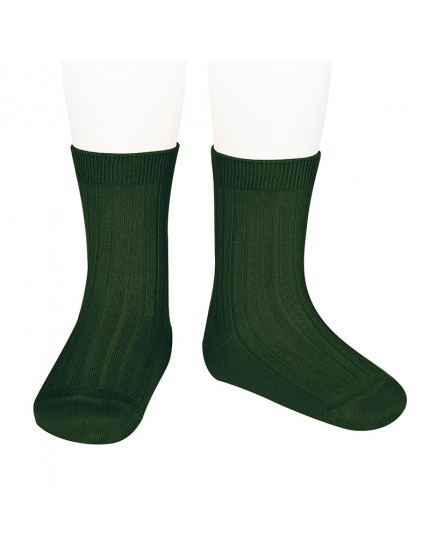 Basic Rib Short Socks Bottle Green 780