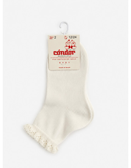 Cotton Socks With Openwork Cuff Cream 202