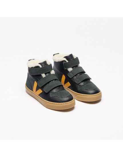 V-10 Mid Fured Leather Black Ouro Grafite 25