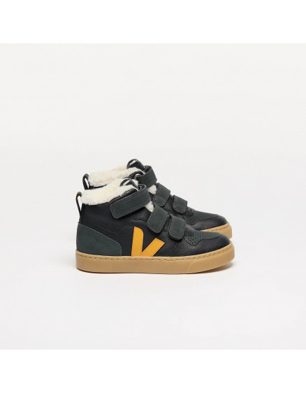 V-10 Mid Fured Leather Black Ouro Grafite 3