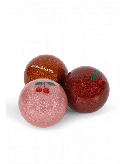 3 Pack Sparkly Balls Red One Size