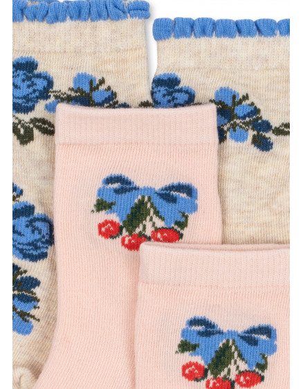 2 Pack Flower And Cherry Jacquard Socks 3