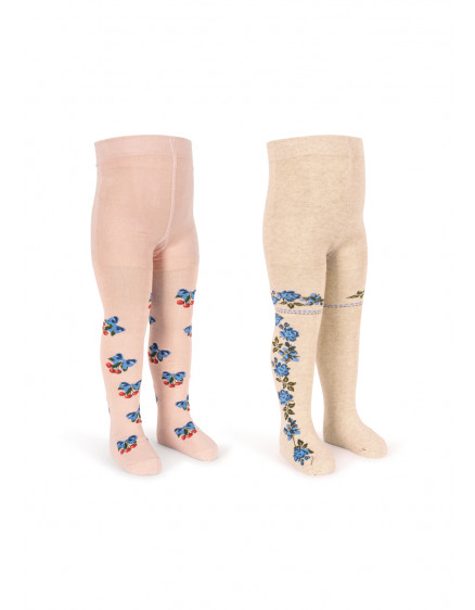 2 Pack Flower And Cherry Jacquard Tights 4