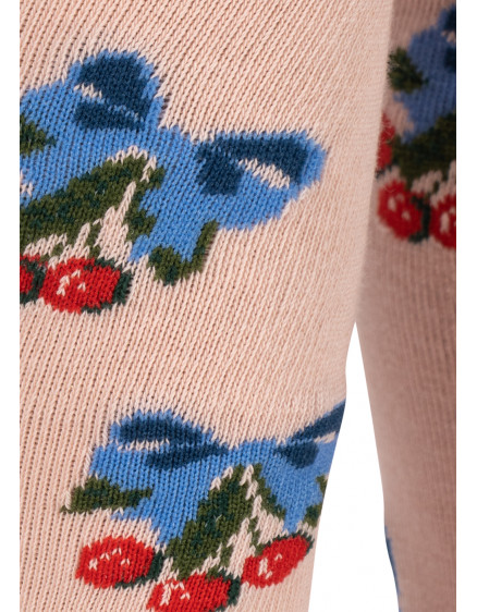 2 Pack Flower And Cherry Jacquard Tights 2