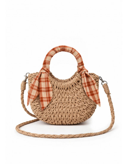 Mini Straw Bag - Honey Plaid One Size