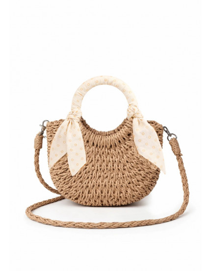 Mini Straw Bag - Neutral Dots One Size