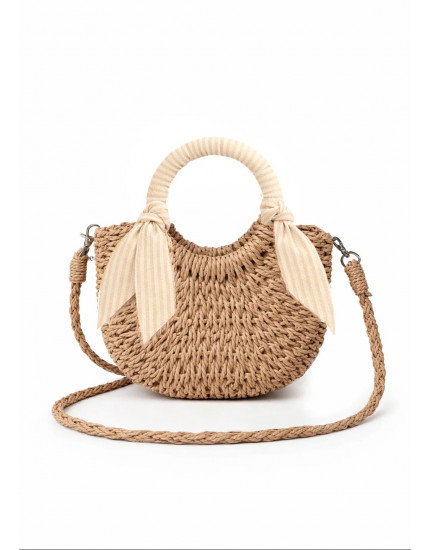 Mini Straw Bag - Toffee Lines One Size