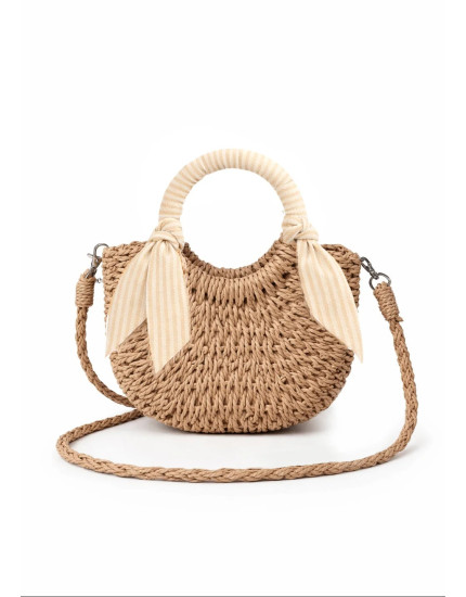 Mini Straw Bag - Toffee Lines One Size