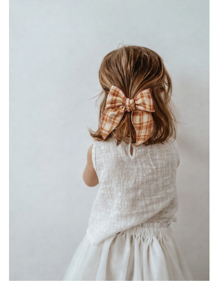 New Fable Bow Clip - Honey Plaid 2
