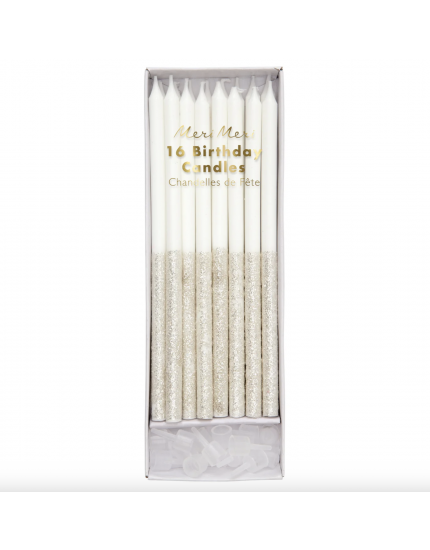 Glitter Dipped Candles Silver One Size