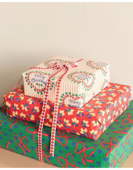 Wrapping Papier Lily Odette Flowers Red 3