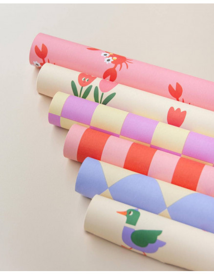 Wrapping Papier Stripes Poppy Red Litchi 2
