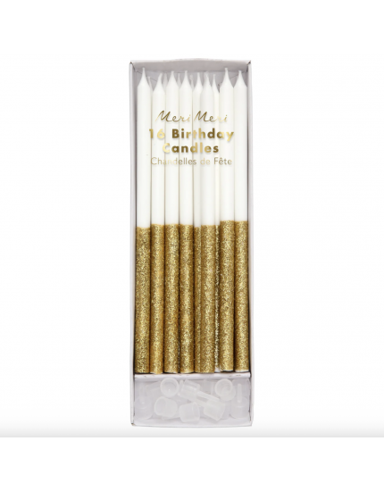 Glitter Dipped Candles Gold One Size