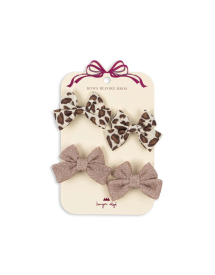 4 Pack Bow Hair Clip Leo/Rose One Size
