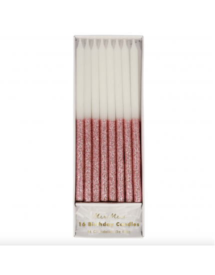 Glitter Dipped Candles Dark Pink One Size