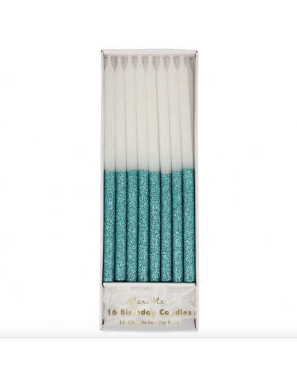 Glitter Dipped Candles Blue One Size