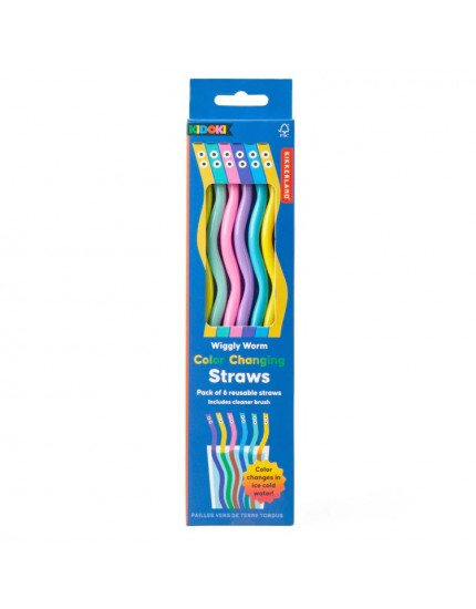 Kidoki WigglyWorm ColorChang Straws One Size