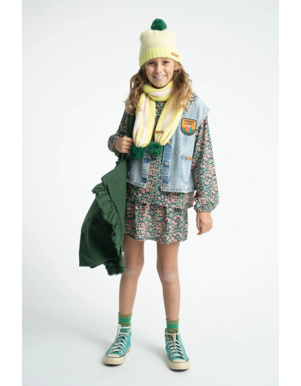 Шарф Pompom Lime Ecru Stripes 3