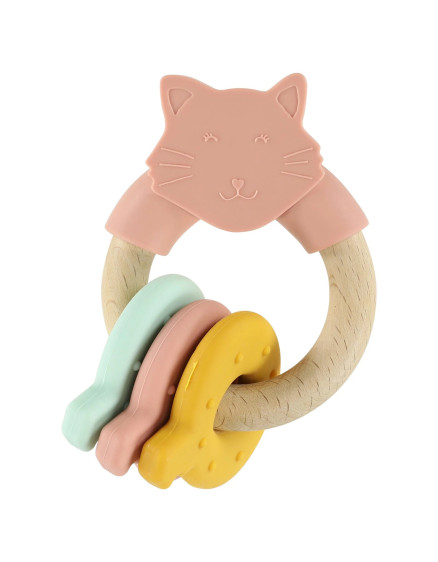 Wooden silicone activity ring - Mrs. Cat