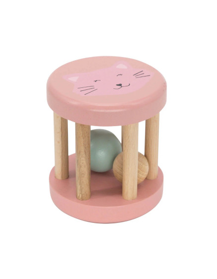 Wooden rolling rattle - Mrs. Cat