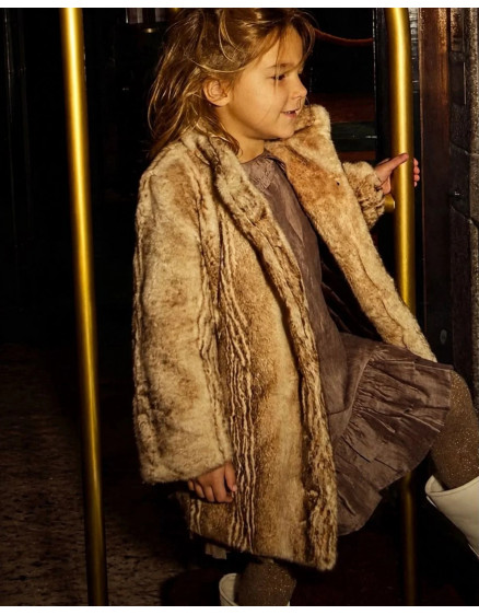 Пальто Mila Taupe Striped Teddy 4