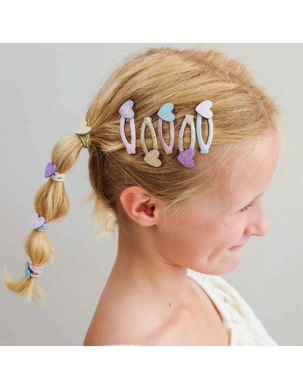 Teeny Heart Mini Hair Clips Pastels 3