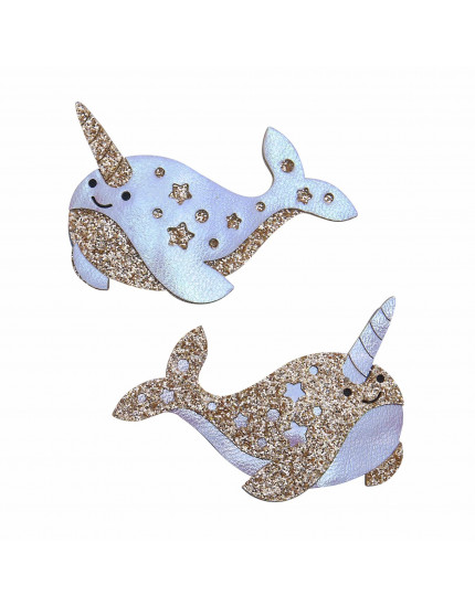 Magical Narwhal Hair Clips Metallic One Size