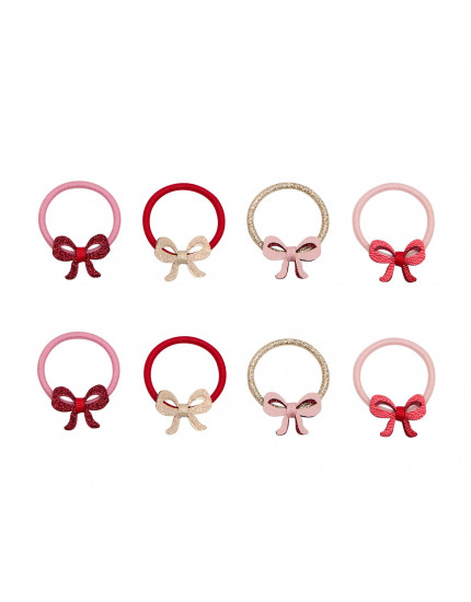 Cutesy Bow Mini Hair Ties Red One Size