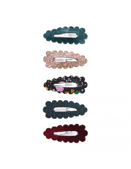 Blackberry Scalloped Mini Hair Clips Multi