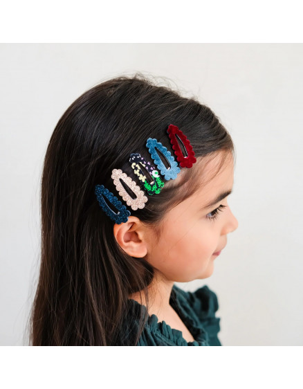 Blackberry Scalloped Mini Hair Clips Multi 2