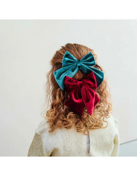 Velvet agnes bows Teal 2