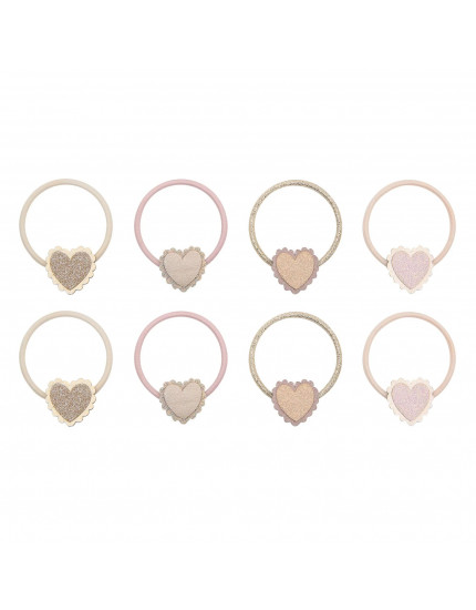 Scalloped Heart hair ties Pink One Size