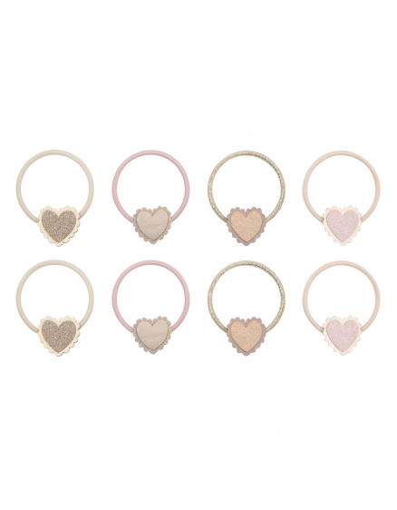 Scalloped Heart hair ties Pink